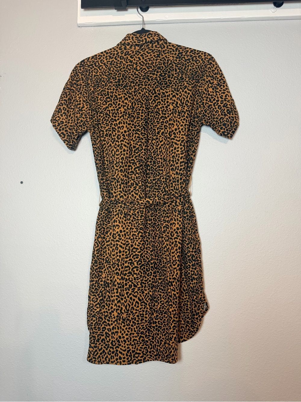 J. Crew Leopard Linen Blend Belted Mini Shirt Dress XXS Button Up Cheetah - Picture 5 of 8